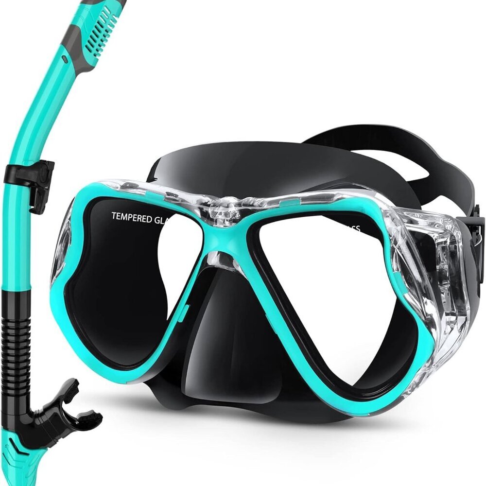 Dry Snorkel Set,Panoramic Wide View,Anti-Fog Scuba Diving Mask,Professional Snor